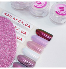 Біло рожева втирка єдиноріг Neon Pink NailApex
