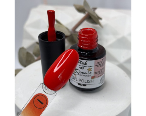 Pink gel polish Summer Collection №01, 6мл - класичний насичений червоний