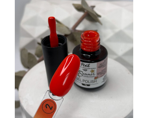Pink gel polish Summer Collection №02, 6мл - яскраво-червоний «Ferrari»