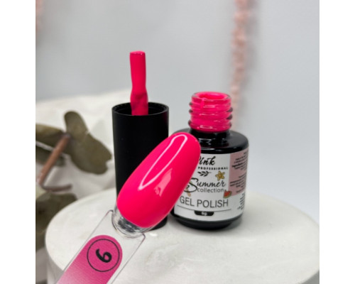 Pink gel polish Summer Collection №06, 6мл - яскраво малиновий колір