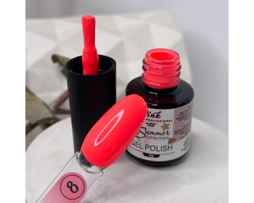 Pink gel polish Summer Collection №08, 6мл - яскравий кораловий