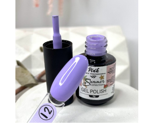 Pink gel polish Summer Collection №12, 6мл - лавандовий колір