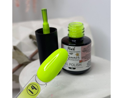 Pink gel polish Summer Collection №14, 6мл - яскравий жовто-салатовий