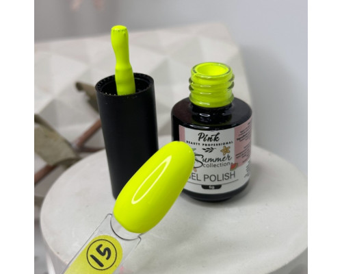 Pink gel polish Summer Collection №15, 6мл - яскравий лимон