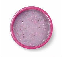 Pink Flower gel Nude 30g №11 - молочна основа, рожеві квіти та сяючі білі пластівці