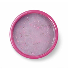 Pink Flower gel Nude 30g №11 - молочна основа, рожеві квіти та сяючі білі пластівці