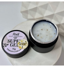 Pink Super Gel Flowers in Milk №01, 15g - молочний гель з жовтими сухоцвітами