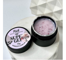 Pink Super Gel Flowers in Milk №02, 15g - молочно рожевий гель з рожевими сухоцвітами