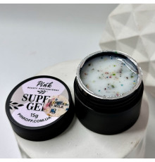 Pink Super Gel Flowers in Milk №03, 15g - молочний гель з різнобарвними сухоцвітами