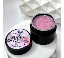 Pink Super Gel Flowers in Milk №05, 15g - рожевий гель з рожевими сухоцвітами