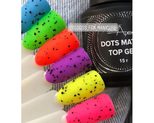 NailApex Top Dots Matta матовий топ з крихтою, 15мл