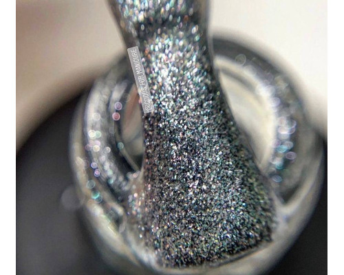 NailApex Top Silver Glitter топ без липкого шару з срібним глітером, 15мл