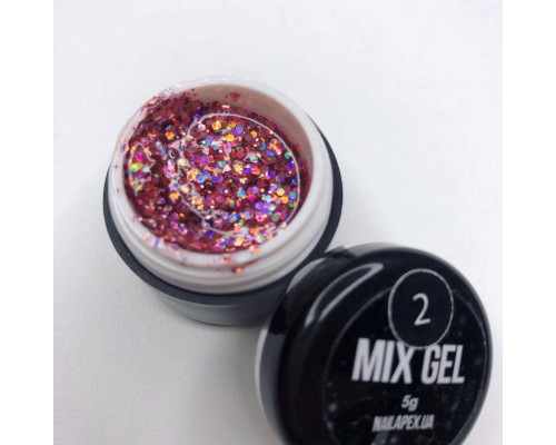 Мікс Гель №02 глітер рожевий NailApex