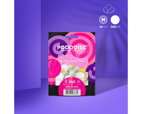 Змінні файли білі на м’якій основі для педикюрного диска PODODISC STALEKS PRO M, 240 грит (50 шт.)