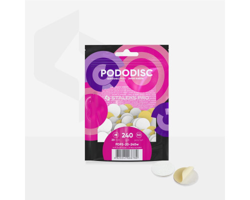 Змінні файли білі на м’якій основі для педикюрного диска PODODISC STALEKS PRO M, 240 грит (50 шт.)