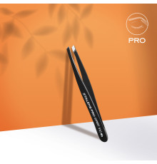 Пінцет для брів Staleks Pro Expert 11 Type 4b (вузькі скошені кромки), чорний