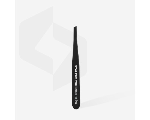 Пінцет для брів Staleks Pro Expert 11 Type 4b (вузькі скошені кромки), чорний