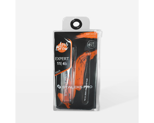 Пінцет для брів Staleks Pro Expert 11 Type 4b (вузькі скошені кромки), чорний