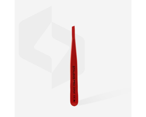 Пінцет для брів червоний EXPERT 11 TYPE 4r (вузький скошений)