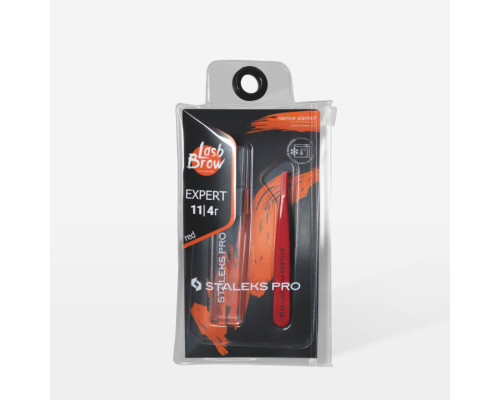 Пінцет для брів червоний EXPERT 11 TYPE 4r (вузький скошений)