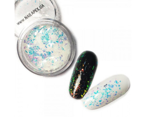 NailApex Пластівці Слюда Біла голограма