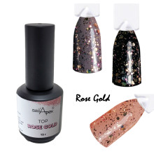 NailApex Top Rose Gold, 15 грам з пластівцями рожевого золота
