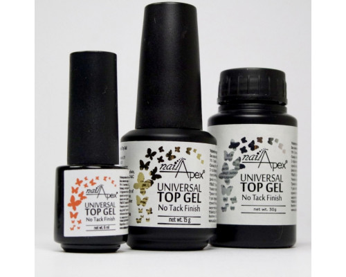 NailApex Top Gel No Tack Finish universal, топ без липкого шару, 6мл
